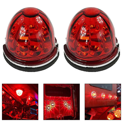 Zhihehui2Pack Κόκκινα Γυάλινα Φωτιστικά Καρπουζιού με Λαμπτήρες LED για Φορτηγά και