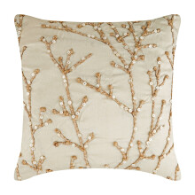 HomeCentric Kussenhoes, 30x30 cm, Set van 2, Ivoor Bloemen Kussenhoezen, Kunstzijde & Jute Willow, Geschikt voor Paasdecoratie