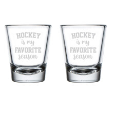 Set of 2 Shot Glasses 1.75oz Shot Glass Gift Hockey Is My Favorite Season Hockey Mom