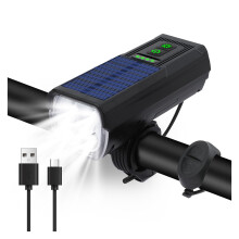 Kein wiederaufladbarer LED-Fahrradscheinwerfer mit elektrischer Hupe (USB-C-Anschluss)