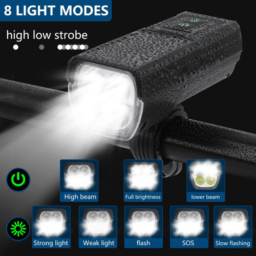 Phare de vélo LED rechargeable USB-C sans klaxon électrique 2