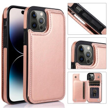 Ag luí le iPhone14Pro - Cás Nkobee le Sliotán Cárta Sparán Óir Rós