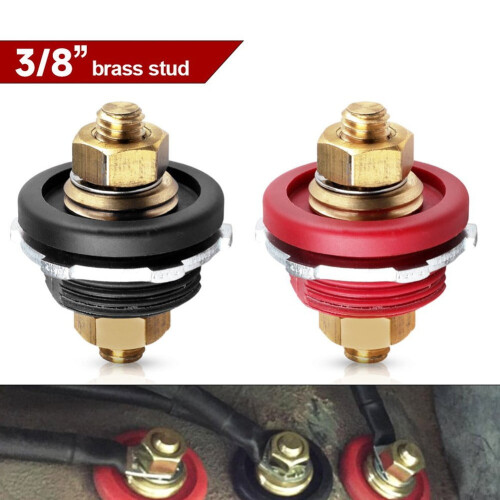 3/8\" Stud Remote Battery Power Post Connector Brass Replacement Terminal Kit 1