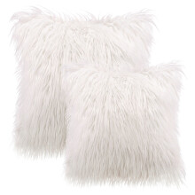 Phantoscope Merino Style Faux Fur Series Decorative Throw Pillow Bundle, 18" x 18"/22" x 22", White, 2 Pack