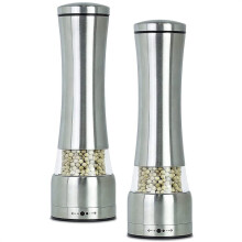 Lot de 2 moulins à sel et poivre en acier inoxydable, moulin à sel et poivre à mouture fine et grossière réglable, moulin à épices