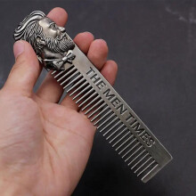 1 st Gentleman Barber Styling Metallkam Rostfritt Stål Herr Skäggkam Mustaschvård Formningsverktyg Fickstorlek Silver Hårkam