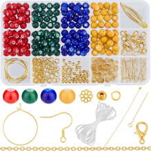 1 doos met 200 stuks 8 mm glaskralen, bulkverpakking voor het maken van sieraden, doe-het-zelf armbanden, oorbellen, kettingen en knutselprojecten -