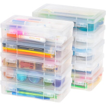 Set van 10 doorzichtige plastic opbergbakjes met afsluitbare deksels, stapelbare organizers voor pennen, potloden, kralen, stickers, linten, garen en