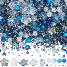 1 Box mit über 3000 Ozean-Perlen, blaue Meeresschildkröten-Glasperlen für die Schmuckherstellung, DIY-Armbänder, Ohrringe, Halsketten, kompatibel
