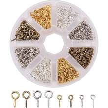 1000-teiliges Set mit Schraubösen aus Eisen für Tonschmuck, 4 Farben pro Box, 10 mm/13 mm