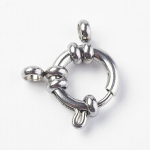2 Stück anlaufbeständige Federringverschlüsse aus Edelstahl 304 mit glatter Oberfläche, Edelstahlfarbe, 15 x 12 x 4 mm, Loch: 2,5 mm