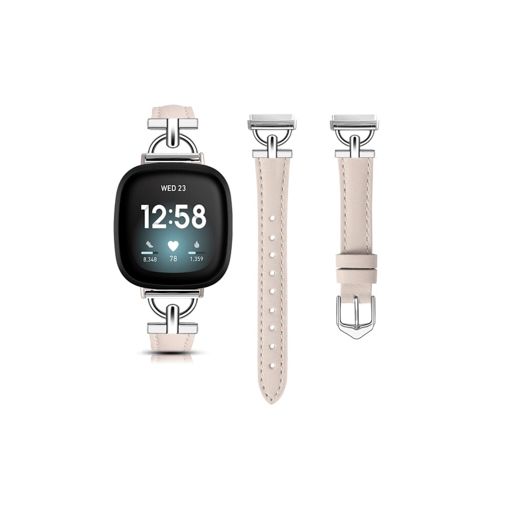Genuine Leather Strap For Compatible With Fitbit Versa 4/3/Sense - Rose Gold 9395123155548