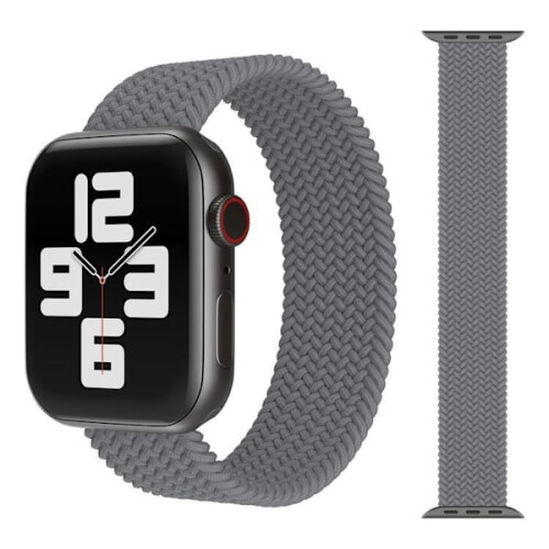 Bracelet élastique gris compatible avec Apple Watch, 38/40/41 mm, taille L.