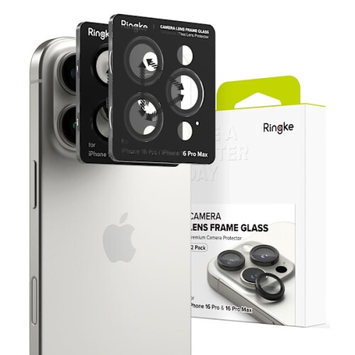 Ringke comhoiriúnach le iPhone16Pro / 16Pro Max2-PAC Cosaint Lionsa Dubh