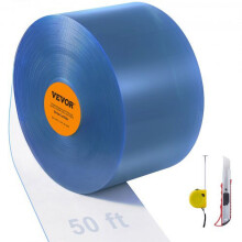 Transparant PVC-strookgordijn 50'x8"x0.08", gladde plastic deurstrookrol voor supermarkt, garage, magazijn, schuur, dierenverblijf