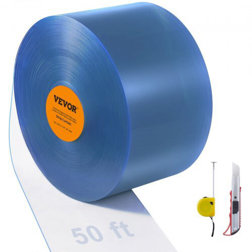 Διαφανής λωρίδα κουρτίνας PVC 50'x8"x0.08", λείο πλαστικό ρολό λωρίδων πόρτας για σούπερ