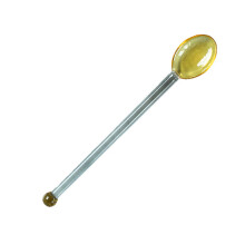 Cuchara de vidrio amarilla resistente al calor para café, té, cerveza, jugo - Compatible con leche, té aromatizado, postres - Cuchara para sopas y