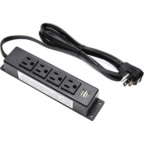 Πολύπριζο τοίχου με USB, 4 πρίζες AC και 2 θύρες USB, καλώδιο επέκτασης επίπεδης πρίζας