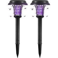 Solar Bug Zapper 2 Pack, Solar Powered Outdoor Mosquito Killer Lamp with Dual Mode and Weatherproof Design