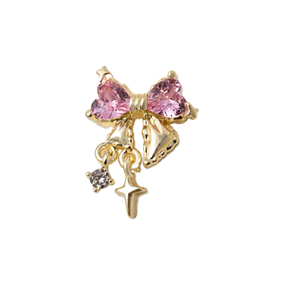 Hesroicy Nail Art Charm 3D Mini Luxury Metal DIY Nail Accessories Cubic Zirconia Embedded Bowknot Nail Decoration for Nail Salon