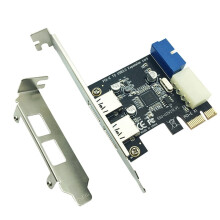 FANTADOOL USB3.0PCI-E uitbreidingskaartadapter Externe 2-poorts USB3.0-hub Interne 19-pins header PCIe-kaart 4-pins IDE-voedingsconnector