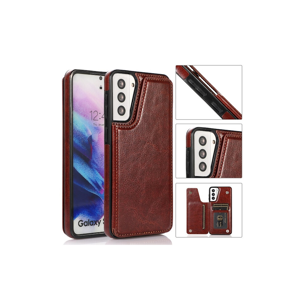 Compatible With Samsung Galaxy S21 - Practical Case With Card Slot Brown 9395123279510
