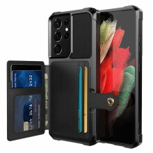 Kompatibel med Samsung S21 Ultra stødsikkert premium cover 4-rums solid V3 sort