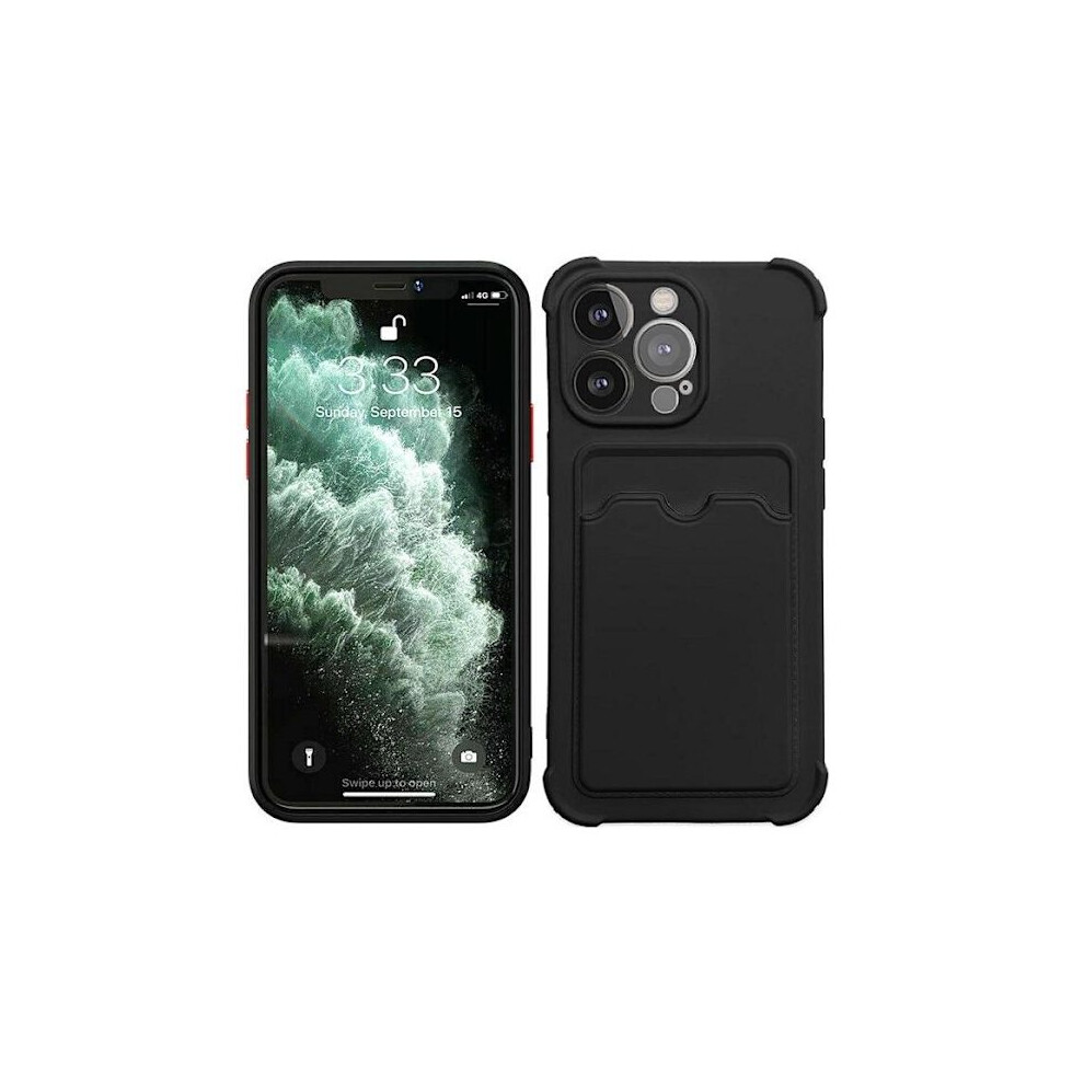 Compatible With Iphone 13 Pro Max -Bumper Extra Shockproof Soft Card Holder Case Black 9395123279688