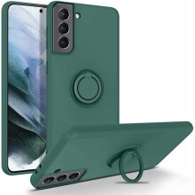 Ag luí le Cás Turraingdhíonach Samsung S23Plus le Sealbhóir Fáinne CamShield Glas Dorcha