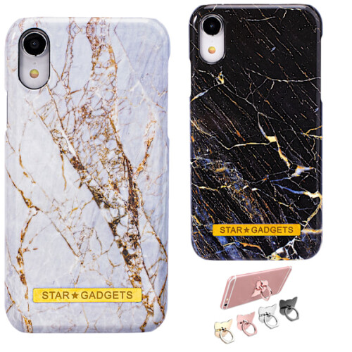 Kompatibel med iPhone Xr - Etui / Beskyttelse / Marmor Hvid