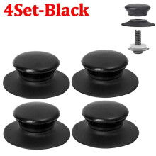1/6 Set Stainless Steel Pot Lid Holding Tops Universal Replacement Pan Cover Lid Anti Scald Hand Grip Knob Kitchen Accerssories 4Set -Black