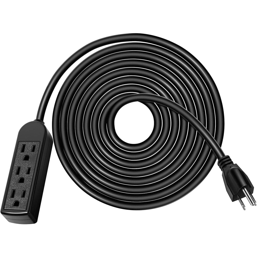 3-Outlet Extension Cord, 12 Ft., 120V Heavy Duty Power Strip, 1800W Surge Protector; Power Cord For Home 9395123280516