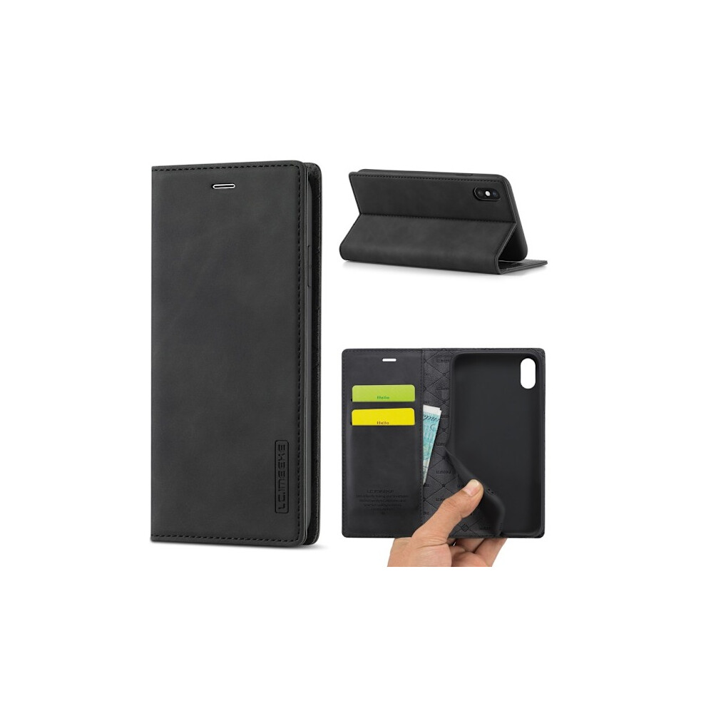 Compatible With Iphone X/Xs - Lc.imeeke Leather Flip Case - Black 9395123280073