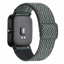 20mm/22mm elastiskt nylonarmband kompatibelt med Amazfit GTS4/2/2E/3/Mini, GTR4/3/Pro/2, Bips R2, Stratos - tallgrön