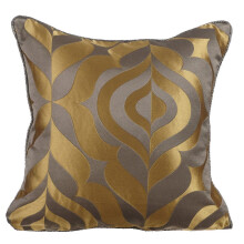 HomeCentric Kussenhoes met Rits, Goudkleurig, Geometrisch Patroon, Set van 2, 30x30 cm, Grijs Goudkleurig, Luxe Jacquard Vierkant Sierkussenhoes
