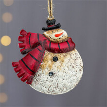 WinysinRustic Metalen Sneeuwpop Ornament voor Kerstboomversiering Sneeuwpop Kerst Hangend Ornament Kerst Feestdagen Decoratie