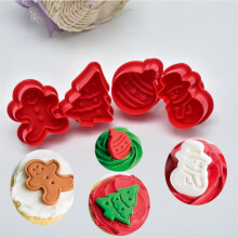 Nieuwe set van 4 koekjesstempels, DIY-vormpjes voor kerstkoekjes, 3D-koekjes, cakevormpjes, uitstekers, bakvormpjes, kerstkoekjesvormpjes,