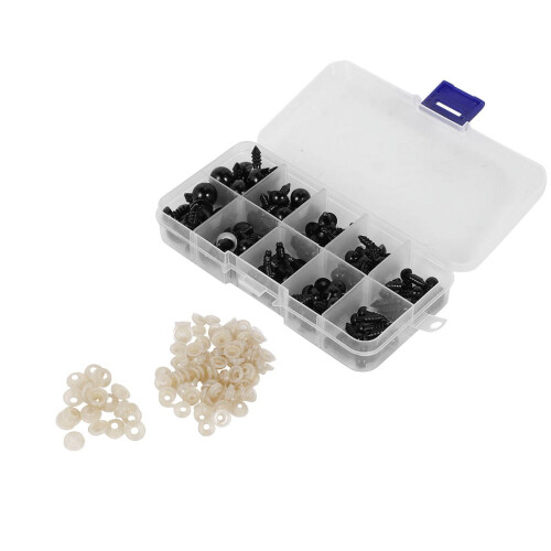 100pcs Πλαστικά μάτια ασφαλείας 6-12mm, μάτια για κατασκευή κούκλας με πλυντήριο 100pcs