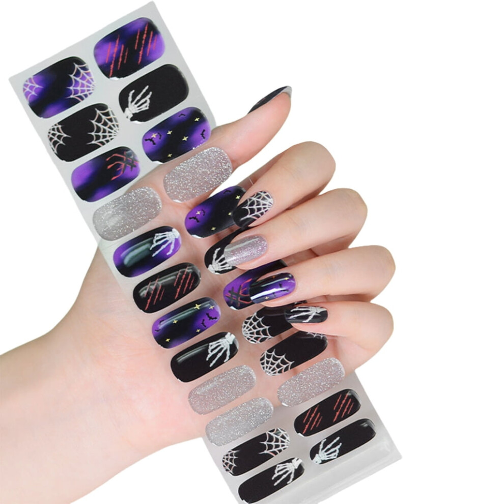 Dark Jzrocker Halloween Nails Stickers Glow In The Gels Nails Strips Full Nails Wrap