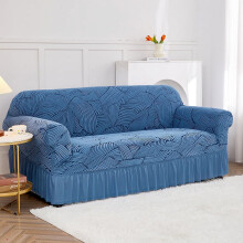 Zhuge Sofabezug für Sofas, Stretch-Couchbezug für Wohnzimmer, einfach anzubringen, waschbar, Möbel-Sofaschutz mit Volant, 1-teilig (Dunkelblau,