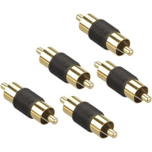 RCA-Stecker-auf-Stecker-Adapter, RCA-Audiokabel-Verlängerungsstecker, 5er-Pack vergoldeter Doppelstecker