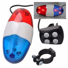 LED 4 Tone Bicycle Bell Police Light Electronic Horn Siren Ki-FA3-