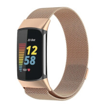 Milano Magnetisches Metallarmband, kompatibel mit Fitbit Charge 5, Roségold