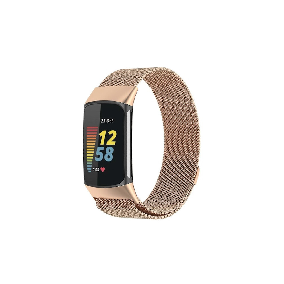 Milano Magnetic Metal Strap For Compatible With Fitbit Charge 5 Pink Gold Pink,Gold 9395123386393