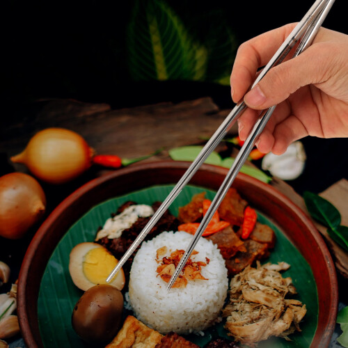 10 ζευγάρια από ανοξείδωτο ατσάλι chopsticks μεταλλικά οικιακά επιτραπέζια σκεύη carve 1