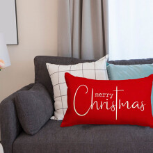 Kerstkussenhoezen 12x20 inch, Vrolijk Kerstmis sierkussen, decoratieve linnen bankhoes, rode rechthoekige decoratie