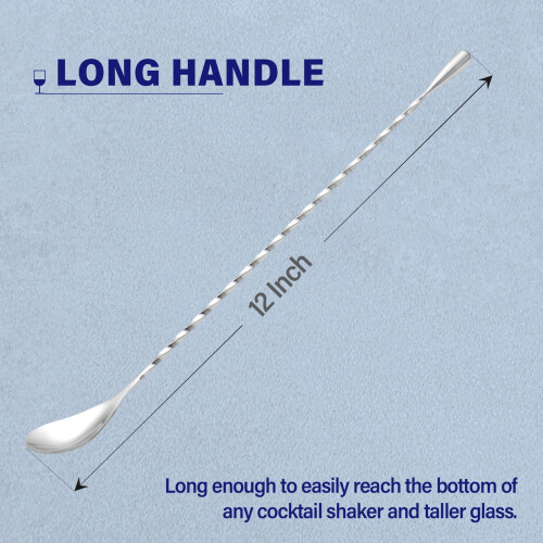 Αναδευτήρες ανάμειξης κοκτέιλ Emlimny Bar Spoon για ποτά, από ανοξείδωτο ατσάλι, λαβή 12 1