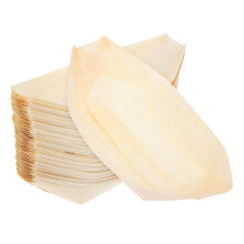 50pcs Disposable Bamboo Boat Plates Snack Serving Dishes Snack Sushi Storage Holders