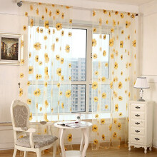 Sunflower Sheer Curtain Panel for Living Room Kids Nursery Patio Balcony 50x102 Inch Yellow