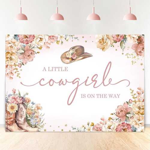 Φόντο Cowgirl 7x5 πόδια, ύφασμα πολυεστέρα, ροζ διακόσμηση γενεθλίων ντίσκο, συμβατό